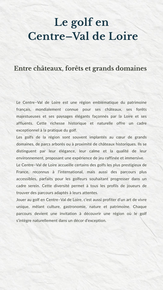 Les Meilleurs Golfs du Centre-Val de Loire – Guide Ebook