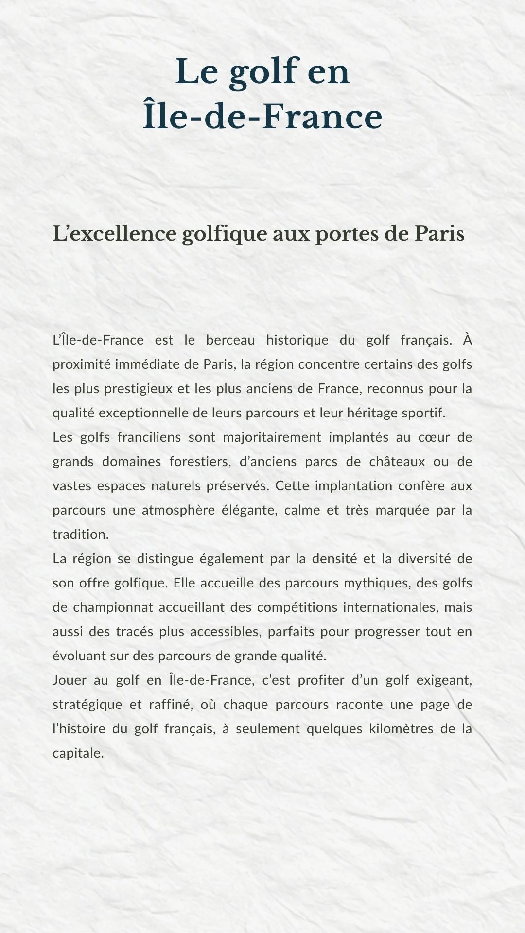 Les Meilleurs Golfs d’Île-de-France – Guide Ebook