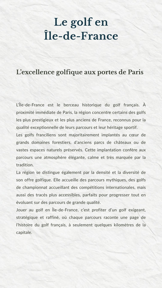 Les Meilleurs Golfs d’Île-de-France – Guide Ebook